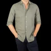 Xacus Shirts | Muted Green Washed Cotton Twill Casual Shirt