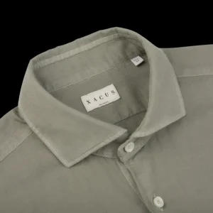 Xacus Shirts | Muted Green Washed Cotton Twill Casual Shirt