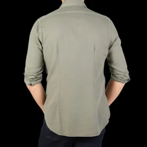 Xacus Shirts | Muted Green Washed Cotton Twill Casual Shirt