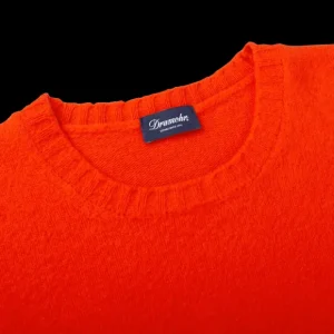 Drumohr Sweaters | Muted Orange Brushed Lambswool Crew Neck Sweater