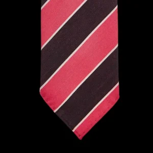 Dreaming Of Monday Ties | Muted Pink Regimental 7-Fold Wool Tie