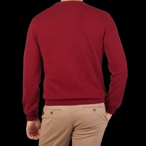 Piacenza Cashmere Knitwear | Muted Red Cashmere Crewneck