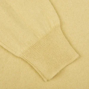 Gran Sasso Sweaters | Muted Yellow Cashmere 1/4 Zip Sweater