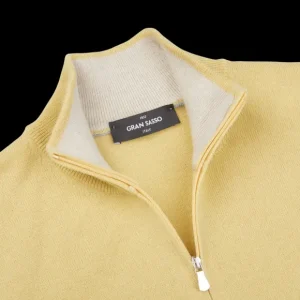 Gran Sasso Knitwear | Muted Yellow Cashmere 1/4 Zip Sweater