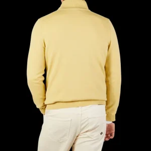 Gran Sasso Knitwear | Muted Yellow Cashmere 1/4 Zip Sweater