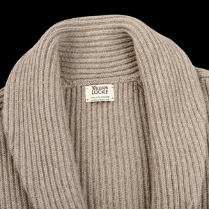 William Lockie Knitwear | Natural Beige Cashmere Shawl Collar Cardigan