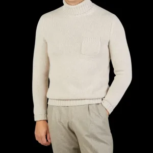 Fedeli Knitwear | Natural Beige Wool Cashmere Rollneck