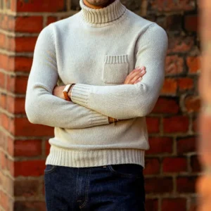 Fedeli Knitwear | Natural Beige Wool Cashmere Rollneck