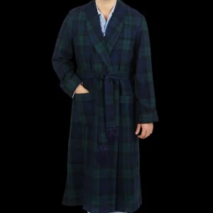 Derek Rose Loungewear | Navy Black Watch Tartan Dressing Gown