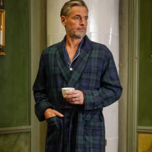 Derek Rose Loungewear | Navy Black Watch Tartan Dressing Gown