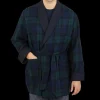 Derek Rose Loungewear | Navy Black Watch Tartan Smoking Jacket