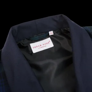 Derek Rose Loungewear | Navy Black Watch Tartan Smoking Jacket