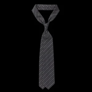 Dreaming Of Monday Ties | Navy Blue Chalkstripe 7-Fold Vintage Wool Tie