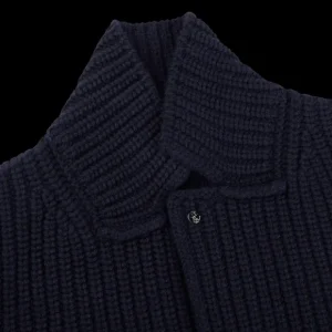 Gran Sasso Cardigans | Navy Blue Chunky Knitted Wool Cardigan