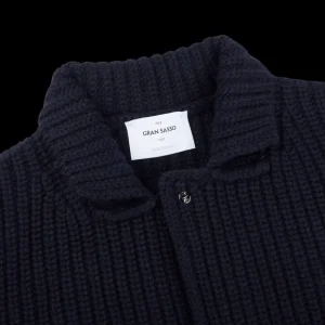 Gran Sasso Cardigans | Navy Blue Chunky Knitted Wool Cardigan