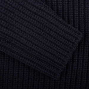 Gran Sasso Cardigans | Navy Blue Chunky Knitted Wool Cardigan