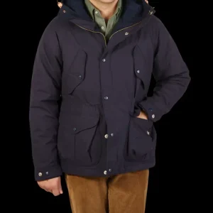 Manifattura Ceccarelli Coats & Jackets | Navy Blue Cotton Canvas Fisherman Parka