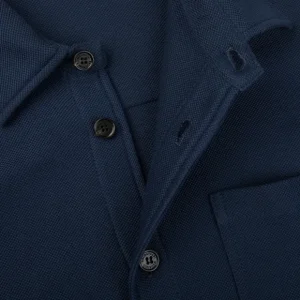 Maurizio Baldassari Outerwear | Navy Blue Cotton Cashmere Mesh Overshirt