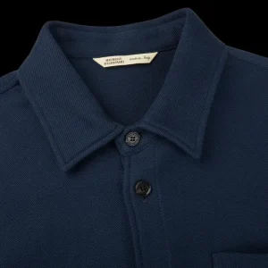 Maurizio Baldassari Outerwear | Navy Blue Cotton Cashmere Mesh Overshirt