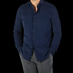 Xacus Shirts | Navy Blue Cotton Corduroy Casual Shirt