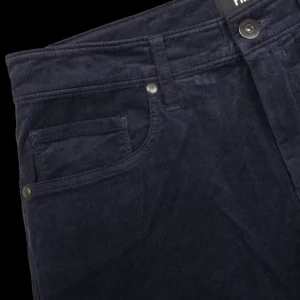 Paige Trousers | Navy Blue Cotton Corduroy Five Pocket Trousers