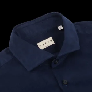 Xacus Shirts | Navy Blue Cotton Corduroy Casual Shirt