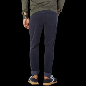 Paige Trousers | Navy Blue Cotton Corduroy Five Pocket Trousers