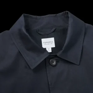 Sunspel Coats & Jackets | Navy Blue Cotton Mac Car Coat