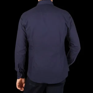 Stenströms Shirts | Navy Blue Cotton Oxford Slimline Shirt