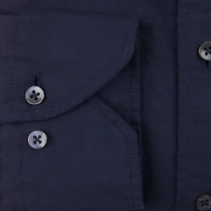 Stenströms Shirts | Navy Blue Cotton Oxford Slimline Shirt