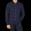 Ring Jacket Shirts | Navy Blue Cotton Pique Casual Shirt