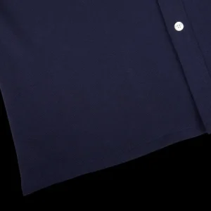 Ring Jacket Shirts | Navy Blue Cotton Pique Casual Shirt