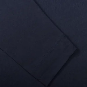Sunspel T-Shirts | Navy Blue Cotton Riviera Long Sleeve T-Shirt