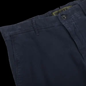 Incotex Trousers | Navy Blue Cotton Stretch Slacks Chinos