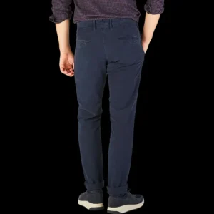 Incotex Trousers | Navy Blue Cotton Stretch Slacks Chinos