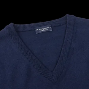 Morgano Knitwear | Navy Blue Extra Fine Cotton Slipover