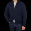 Gran Sasso Knitwear | Navy Blue Faux Fur Lined Cashmere Blouson