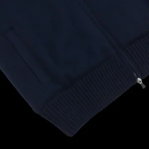 Gran Sasso Knitwear | Navy Blue Faux Fur Lined Cashmere Blouson