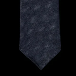 Dreaming Of Monday Ties | Navy Blue 7-Fold Wool Hopsack Tie