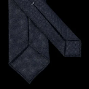 Dreaming Of Monday Ties | Navy Blue 7-Fold Wool Hopsack Tie