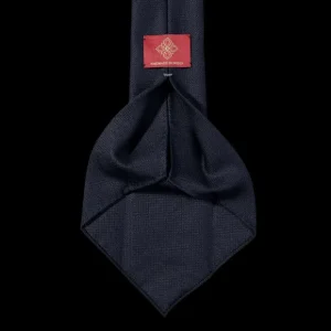 Dreaming Of Monday Ties | Navy Blue 7-Fold Wool Hopsack Tie