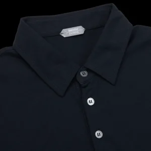 Zanone Shirts | Navy Blue Ice Cotton Ls Polo Shirt