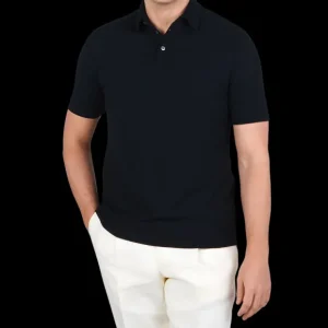 Zanone Shirts | Navy Blue Ice Cotton Polo Shirt