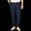 De Petrillo Trousers | Navy Blue Irish Linen Modello B Trousers