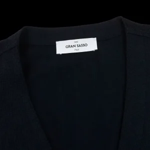 Gran Sasso Knitwear | Navy Blue Knitted Merino Wool Waistcoat