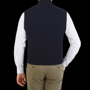 Maurizio Baldassari Outerwear | Navy Blue Knitted Virgin Wool Gilet