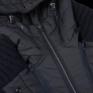 Herno Outerwear | Navy Blue Knitted Wool Nylon Jacket