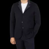 Maurizio Baldassari Knitwear | Navy Blue Knitted Wool Reversible Swacket