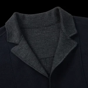 Maurizio Baldassari Outerwear | Navy Blue Knitted Wool Reversible Swacket