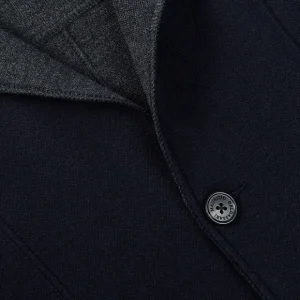 Maurizio Baldassari Knitwear | Navy Blue Knitted Wool Reversible Swacket